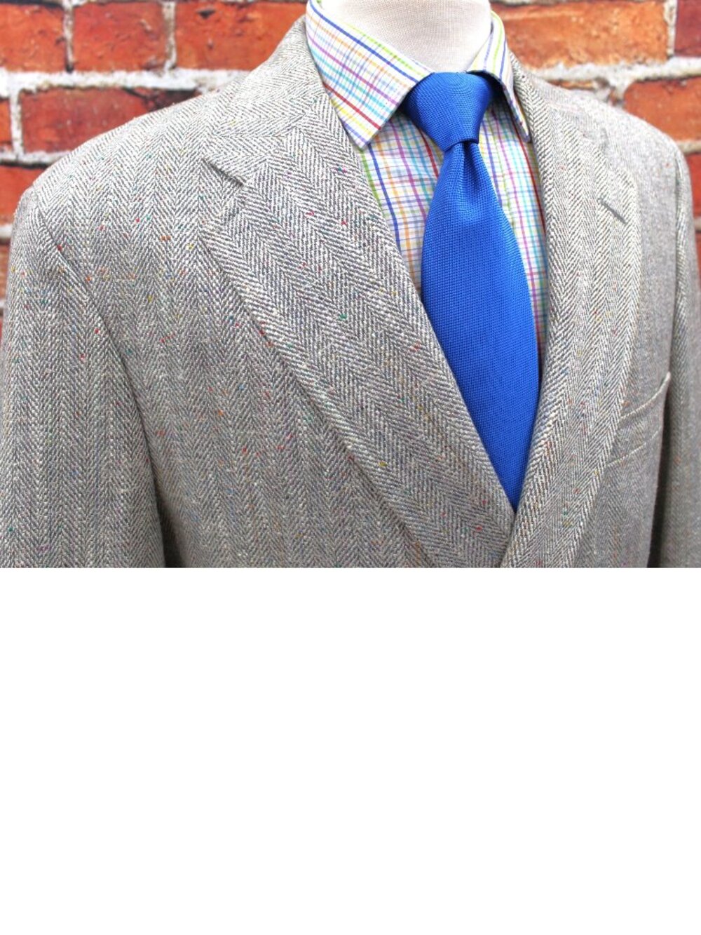 46 X-LONG- VTG LINEN DUNLAP SPORT COAT TWEED HERRINGBONE
